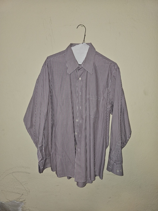 Van Heusen Other - Van Heusen Wrinkle Free Burgundy Stripe Dress Shirt XL 17 34/35